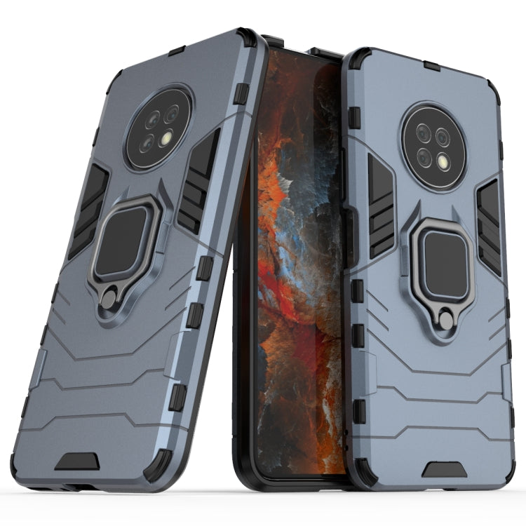 Dark gray shockproof phone case with magnetic ring holder, dual-layer protection