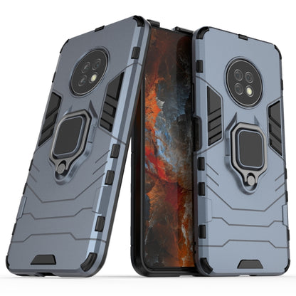 Dark gray shockproof phone case with magnetic ring holder, dual-layer protection