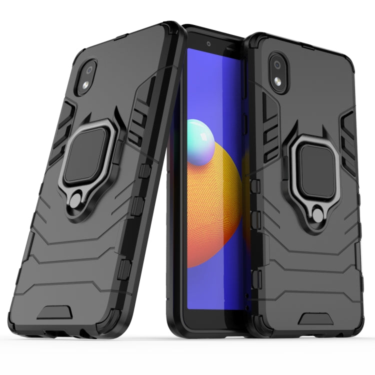 Dark phone case with magnetic ring holder and rugged armor design, shockproof