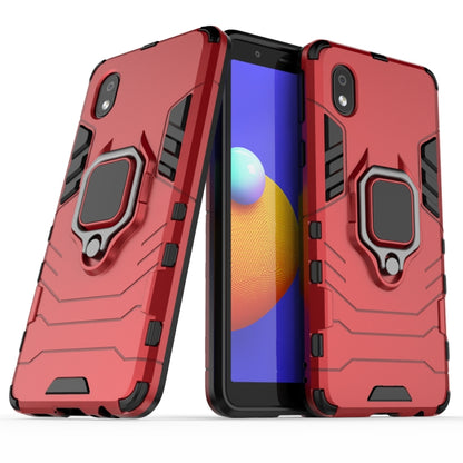 Red shockproof phone case with magnetic ring holder, rugged armor protection