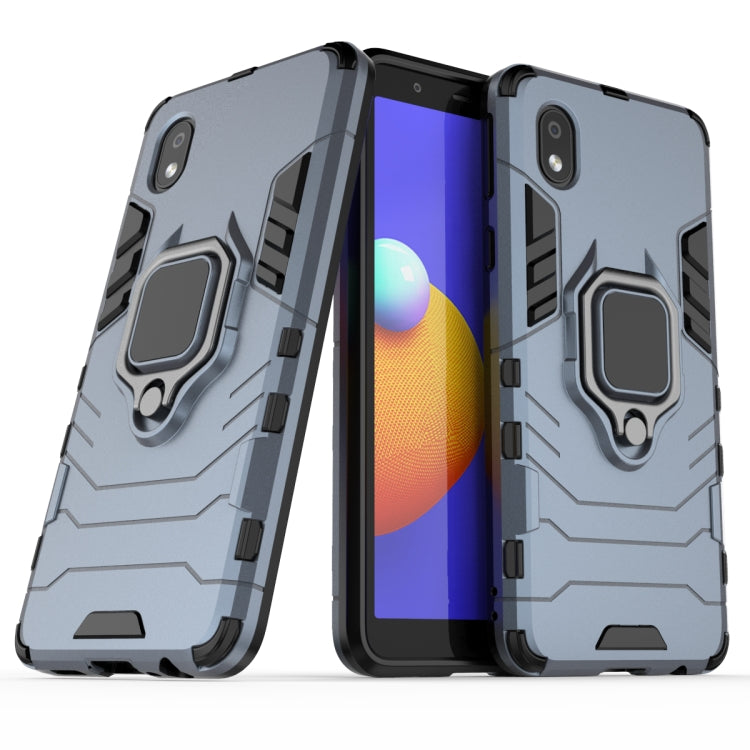 Dark gray protective phone case with magnetic ring holder and raised camera cutouts
