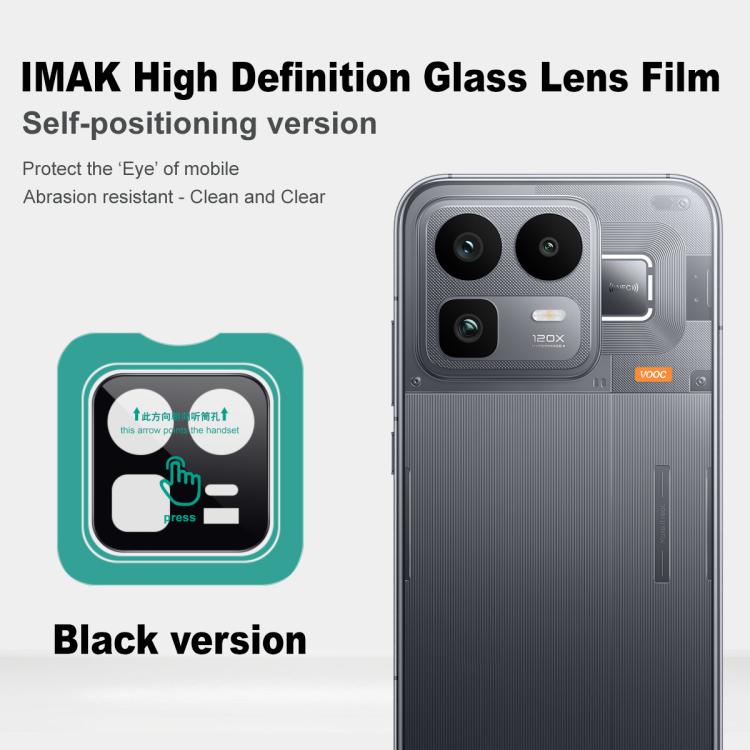imak Black Version HD Glass Rear Camera Lens Film, Self-positioning Version, For Realme Neo8 5G, For Realme GT 7 / 7T Global, For Realme Neo7, For Realme GT7 Pro 5G