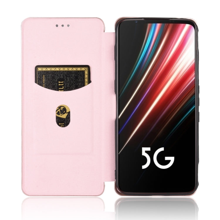 Pink magnetic flip phone case with built-in card slot on the inner cover