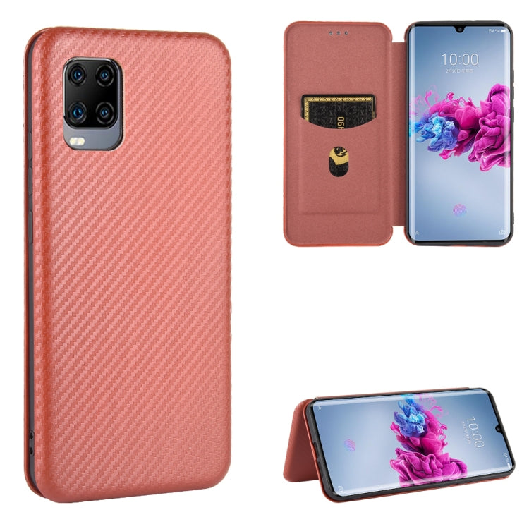 Carbon fiber texture magnetic flip phone case with card slot, rose pink, flip open.