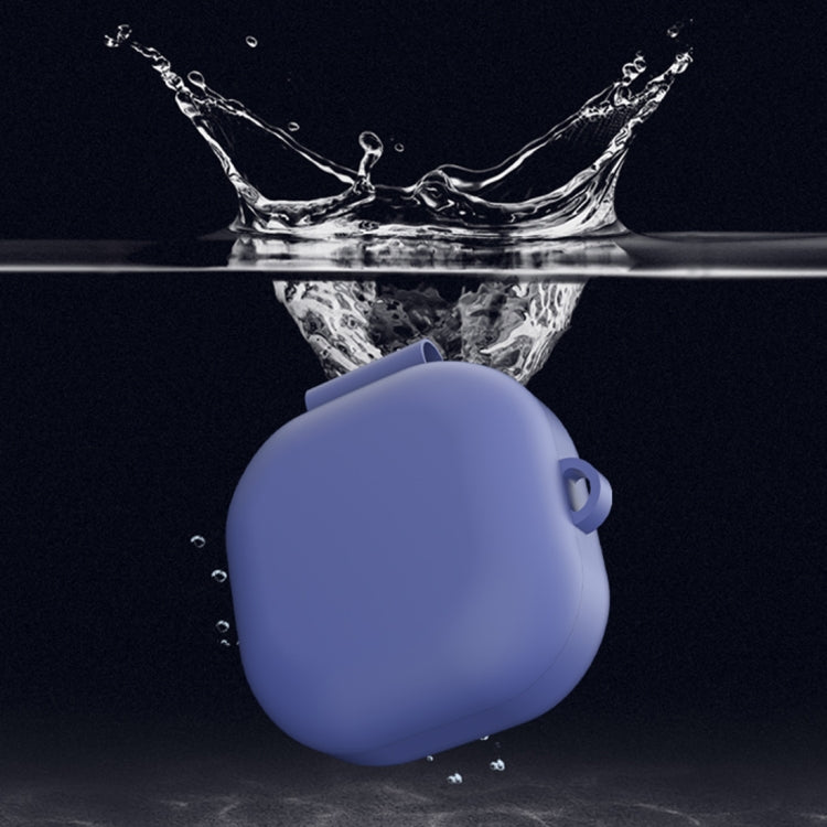 Light purple silicone protective earphone case with anti-fall hook for Galaxy Buds Live