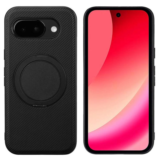 Black textured phone case with rotating circular ring holder and camera cutout