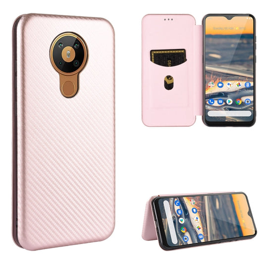Magnetic flip phone case, pink carbon fiber texture, card slot, camera cutout