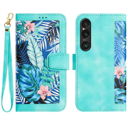 Floral Pattern Leather Phone Case with Lanyard, For Sony Xperia 1 VIII, For Sony Xperia 10 VI, For Sony Xperia 1 VI, For Sony Xperia 5 V, For Sony Xperia 10 V