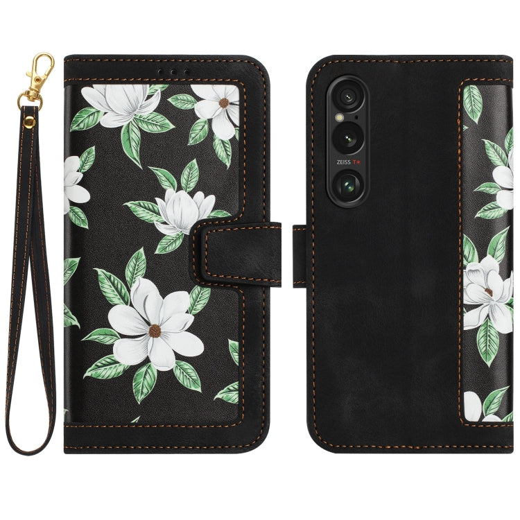 Floral Pattern Leather Phone Case with Lanyard, For Sony Xperia 1 VIII, For Sony Xperia 10 VI, For Sony Xperia 1 VI, For Sony Xperia 5 V, For Sony Xperia 10 V