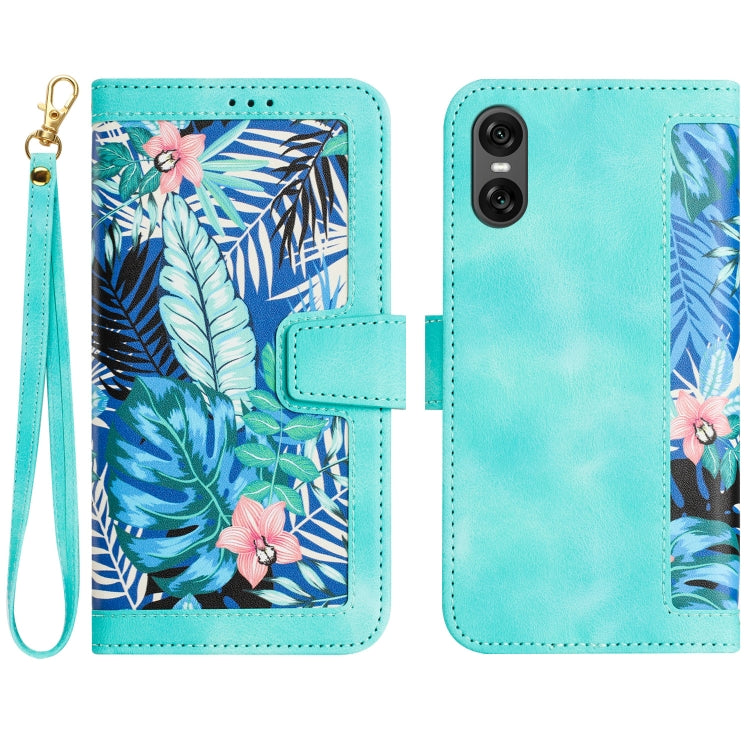 Floral Pattern Leather Phone Case with Lanyard, For Sony Xperia 1 VIII, For Sony Xperia 10 VI, For Sony Xperia 1 VI, For Sony Xperia 5 V, For Sony Xperia 10 V