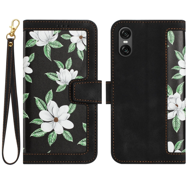 Floral Pattern Leather Phone Case with Lanyard, For Sony Xperia 1 VIII, For Sony Xperia 10 VI, For Sony Xperia 1 VI, For Sony Xperia 5 V, For Sony Xperia 10 V