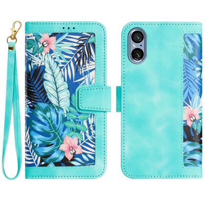 Floral Pattern Leather Phone Case with Lanyard, For Sony Xperia 1 VIII, For Sony Xperia 10 VI, For Sony Xperia 1 VI, For Sony Xperia 5 V, For Sony Xperia 10 V