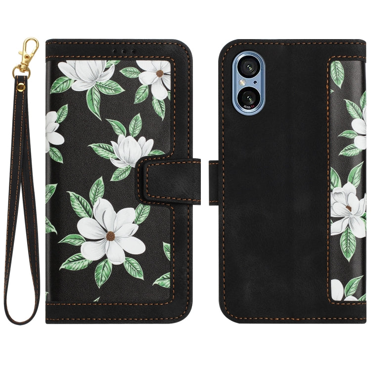 Floral Pattern Leather Phone Case with Lanyard, For Sony Xperia 1 VIII, For Sony Xperia 10 VI, For Sony Xperia 1 VI, For Sony Xperia 5 V, For Sony Xperia 10 V