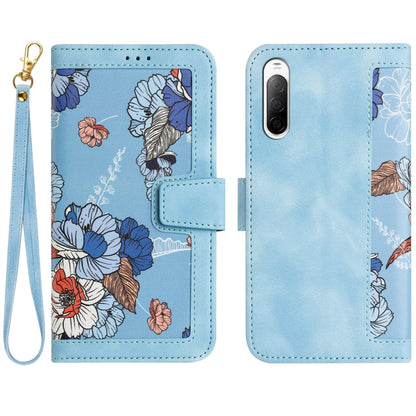 Floral Pattern Leather Phone Case with Lanyard, For Sony Xperia 1 VIII, For Sony Xperia 10 VI, For Sony Xperia 1 VI, For Sony Xperia 5 V, For Sony Xperia 10 V