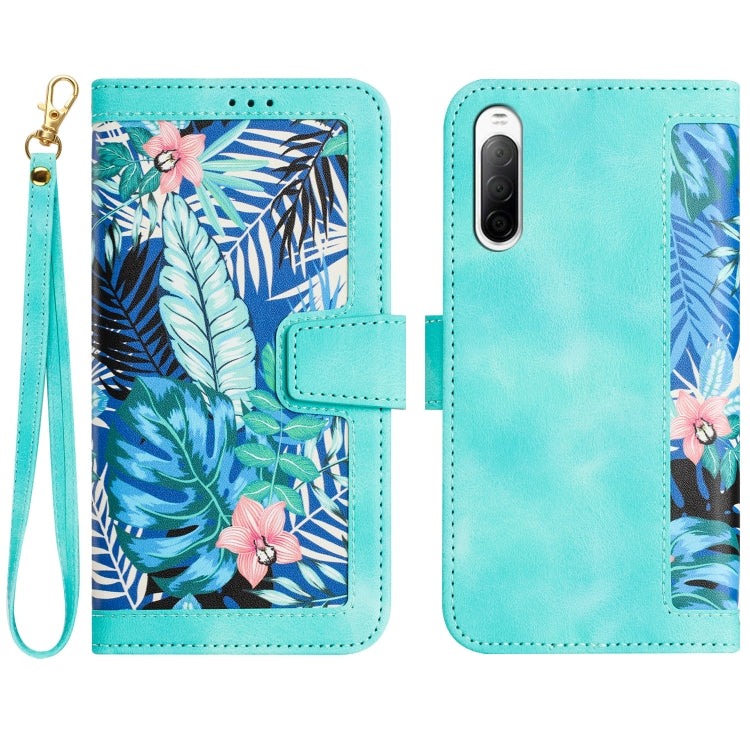 Floral Pattern Leather Phone Case with Lanyard, For Sony Xperia 1 VIII, For Sony Xperia 10 VI, For Sony Xperia 1 VI, For Sony Xperia 5 V, For Sony Xperia 10 V