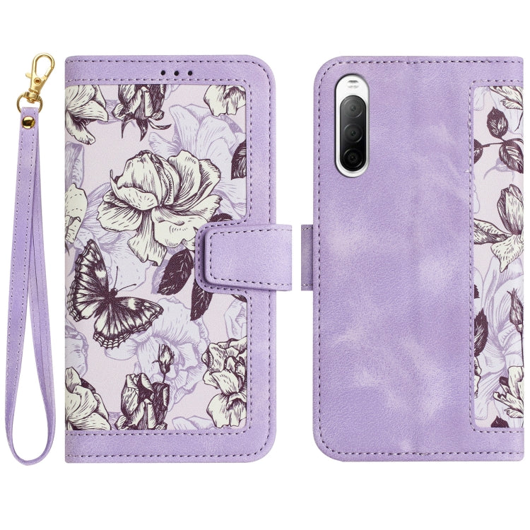 Floral Pattern Leather Phone Case with Lanyard, For Sony Xperia 1 VIII, For Sony Xperia 10 VI, For Sony Xperia 1 VI, For Sony Xperia 5 V, For Sony Xperia 10 V