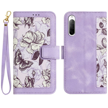 Floral Pattern Leather Phone Case with Lanyard, For Sony Xperia 1 VIII, For Sony Xperia 10 VI, For Sony Xperia 1 VI, For Sony Xperia 5 V, For Sony Xperia 10 V