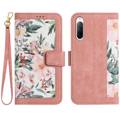Floral Pattern Leather Phone Case with Lanyard, For Sony Xperia 1 VIII, For Sony Xperia 10 VI, For Sony Xperia 1 VI, For Sony Xperia 5 V, For Sony Xperia 10 V