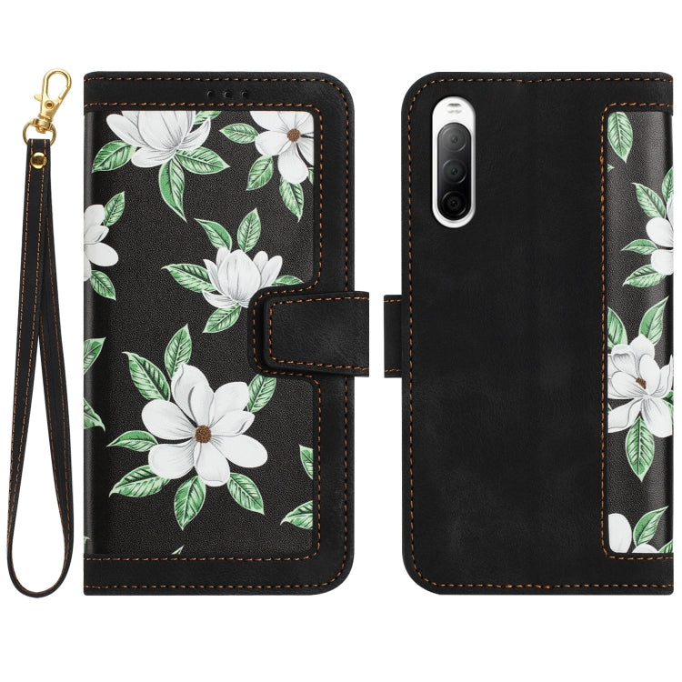 Floral Pattern Leather Phone Case with Lanyard, For Sony Xperia 1 VIII, For Sony Xperia 10 VI, For Sony Xperia 1 VI, For Sony Xperia 5 V, For Sony Xperia 10 V