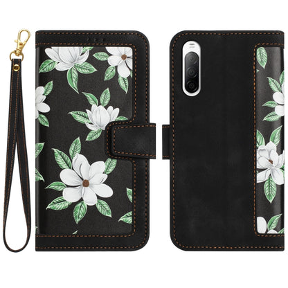 Floral Pattern Leather Phone Case with Lanyard, For Sony Xperia 1 VIII, For Sony Xperia 10 VI, For Sony Xperia 1 VI, For Sony Xperia 5 V, For Sony Xperia 10 V