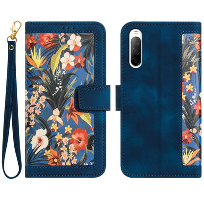 Floral Pattern Leather Phone Case with Lanyard, For Sony Xperia 1 VIII, For Sony Xperia 10 VI, For Sony Xperia 1 VI, For Sony Xperia 5 V, For Sony Xperia 10 V