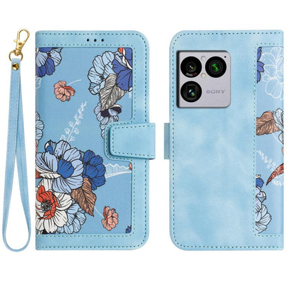 Floral Pattern Leather Phone Case with Lanyard, For Sony Xperia 1 VIII, For Sony Xperia 10 VI, For Sony Xperia 1 VI, For Sony Xperia 5 V, For Sony Xperia 10 V