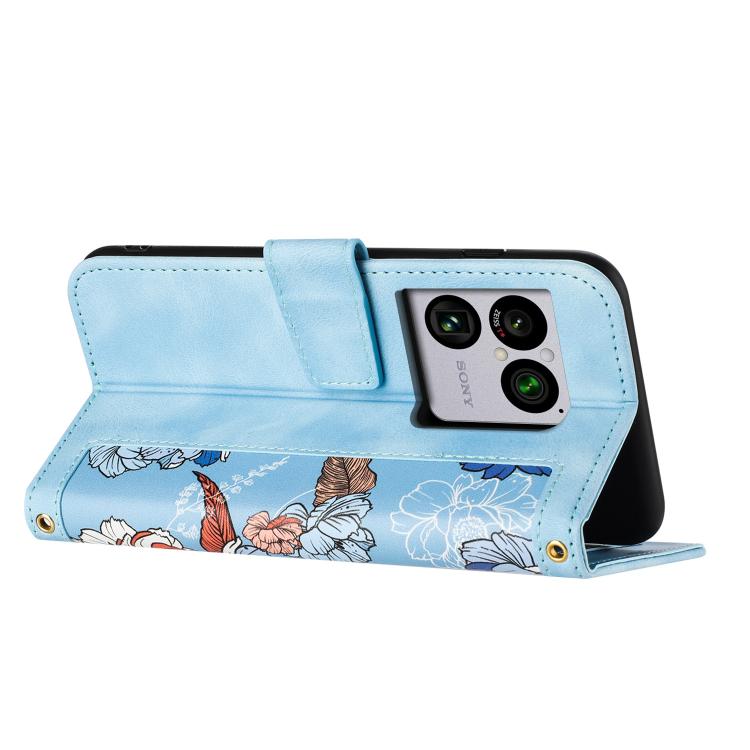 Floral Pattern Leather Phone Case with Lanyard, For Sony Xperia 1 VIII, For Sony Xperia 10 VI, For Sony Xperia 1 VI, For Sony Xperia 5 V, For Sony Xperia 10 V