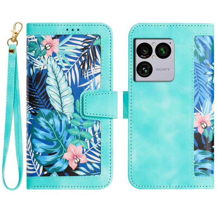 Floral Pattern Leather Phone Case with Lanyard, For Sony Xperia 1 VIII, For Sony Xperia 10 VI, For Sony Xperia 1 VI, For Sony Xperia 5 V, For Sony Xperia 10 V