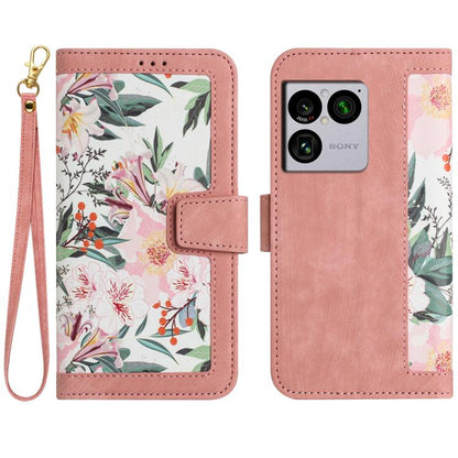 Floral Pattern Leather Phone Case with Lanyard, For Sony Xperia 1 VIII, For Sony Xperia 10 VI, For Sony Xperia 1 VI, For Sony Xperia 5 V, For Sony Xperia 10 V