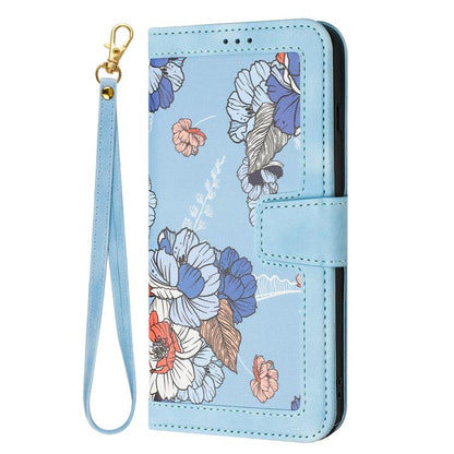 Floral Pattern Leather Phone Case with Lanyard, For Sharp Aquos wish6, For Sharp Aquos R11, For Sharp Aquos Sense9