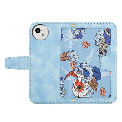 Floral Pattern Leather Phone Case with Lanyard, For Sharp Aquos wish6, For Sharp Aquos R11, For Sharp Aquos Sense9