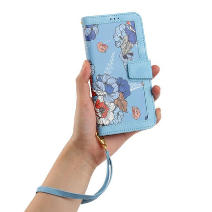 Floral Pattern Leather Phone Case with Lanyard, For Sharp Aquos wish6, For Sharp Aquos R11, For Sharp Aquos Sense9