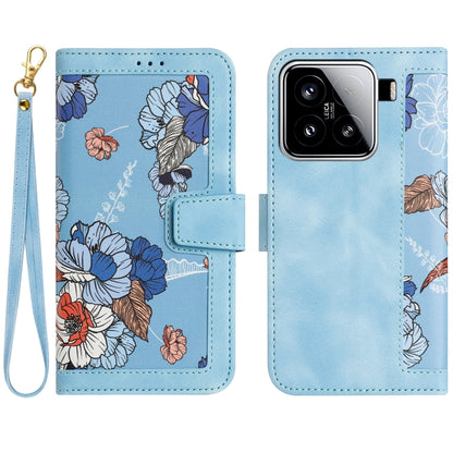 Floral Pattern Leather Phone Case with Lanyard, For Xiaomi 17T 5G, For Xiaomi 17 Ultra, For Xiaomi 15 Pro, For Xiaomi 15, For Xiaomi 14T Pro, For Xiaomi 14T, For Xiaomi 13T