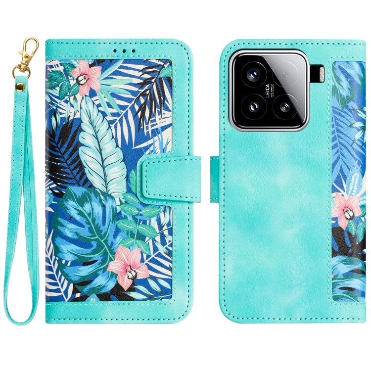 Floral Pattern Leather Phone Case with Lanyard, For Xiaomi 17T 5G, For Xiaomi 17 Ultra, For Xiaomi 15 Pro, For Xiaomi 15, For Xiaomi 14T Pro, For Xiaomi 14T, For Xiaomi 13T