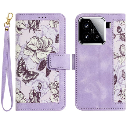 Floral Pattern Leather Phone Case with Lanyard, For Xiaomi 17T 5G, For Xiaomi 17 Ultra, For Xiaomi 15 Pro, For Xiaomi 15, For Xiaomi 14T Pro, For Xiaomi 14T, For Xiaomi 13T