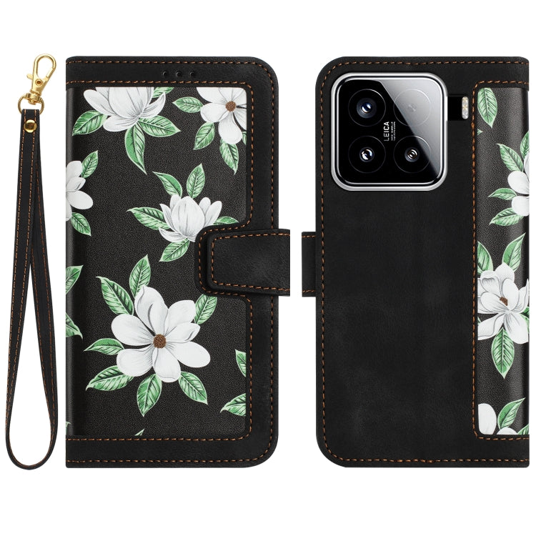 Floral Pattern Leather Phone Case with Lanyard, For Xiaomi 17T 5G, For Xiaomi 17 Ultra, For Xiaomi 15 Pro, For Xiaomi 15, For Xiaomi 14T Pro, For Xiaomi 14T, For Xiaomi 13T
