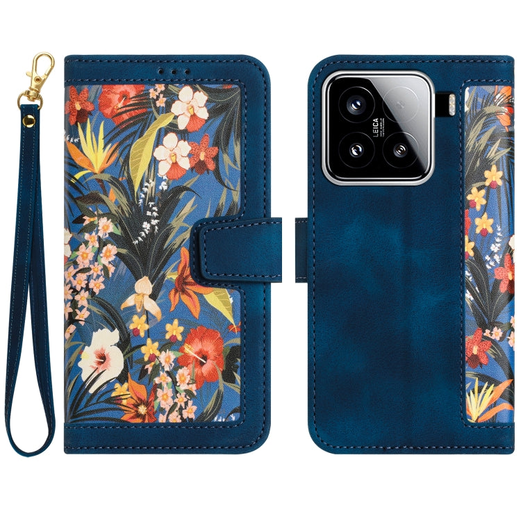 Floral Pattern Leather Phone Case with Lanyard, For Xiaomi 17T 5G, For Xiaomi 17 Ultra, For Xiaomi 15 Pro, For Xiaomi 15, For Xiaomi 14T Pro, For Xiaomi 14T, For Xiaomi 13T