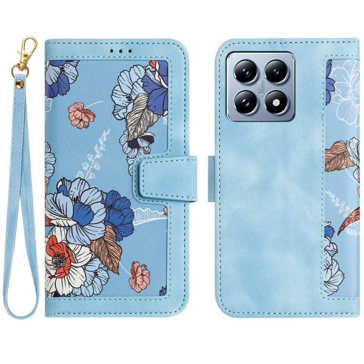 Floral Pattern Leather Phone Case with Lanyard, For Xiaomi 17T 5G, For Xiaomi 17 Ultra, For Xiaomi 15 Pro, For Xiaomi 15, For Xiaomi 14T Pro, For Xiaomi 14T, For Xiaomi 13T
