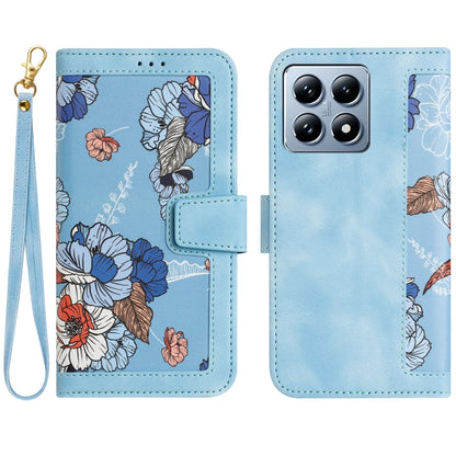 Floral Pattern Leather Phone Case with Lanyard, For Xiaomi 17T 5G, For Xiaomi 17 Ultra, For Xiaomi 15 Pro, For Xiaomi 15, For Xiaomi 14T Pro, For Xiaomi 14T, For Xiaomi 13T