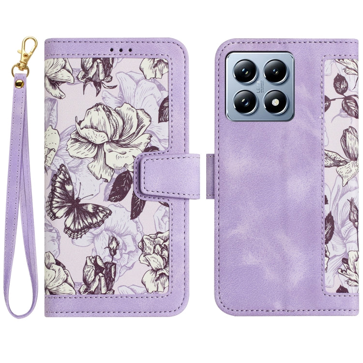 Floral Pattern Leather Phone Case with Lanyard, For Xiaomi 17T 5G, For Xiaomi 17 Ultra, For Xiaomi 15 Pro, For Xiaomi 15, For Xiaomi 14T Pro, For Xiaomi 14T, For Xiaomi 13T