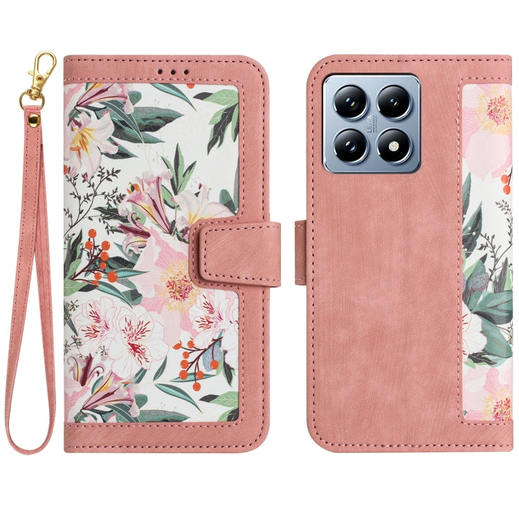 Floral Pattern Leather Phone Case with Lanyard, For Xiaomi 17T 5G, For Xiaomi 17 Ultra, For Xiaomi 15 Pro, For Xiaomi 15, For Xiaomi 14T Pro, For Xiaomi 14T, For Xiaomi 13T