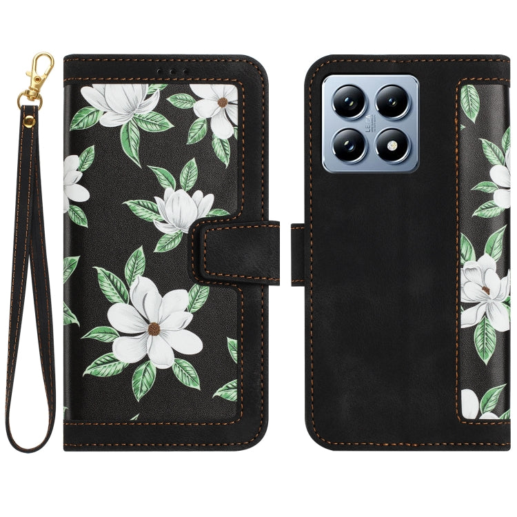 Floral Pattern Leather Phone Case with Lanyard, For Xiaomi 17T 5G, For Xiaomi 17 Ultra, For Xiaomi 15 Pro, For Xiaomi 15, For Xiaomi 14T Pro, For Xiaomi 14T, For Xiaomi 13T