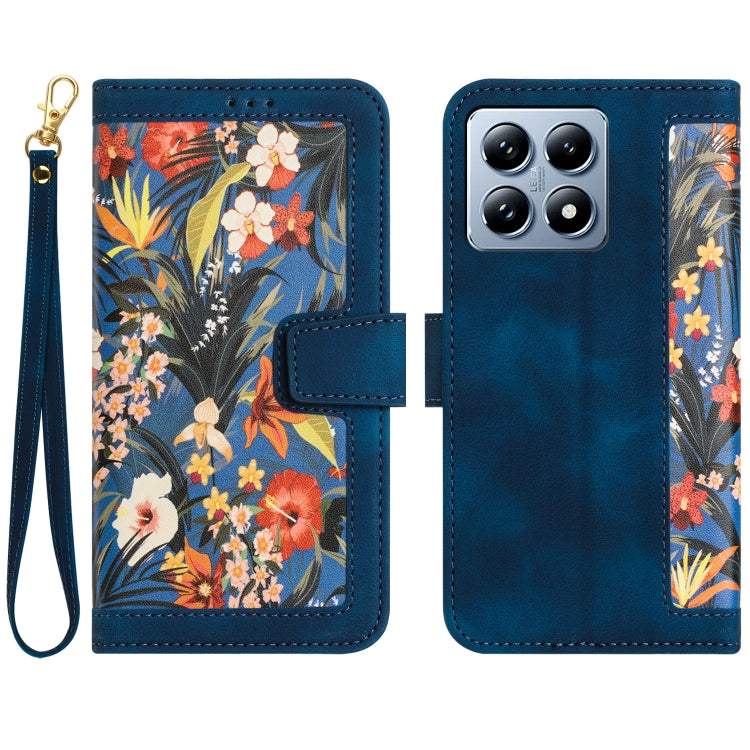 Floral Pattern Leather Phone Case with Lanyard, For Xiaomi 17T 5G, For Xiaomi 17 Ultra, For Xiaomi 15 Pro, For Xiaomi 15, For Xiaomi 14T Pro, For Xiaomi 14T, For Xiaomi 13T