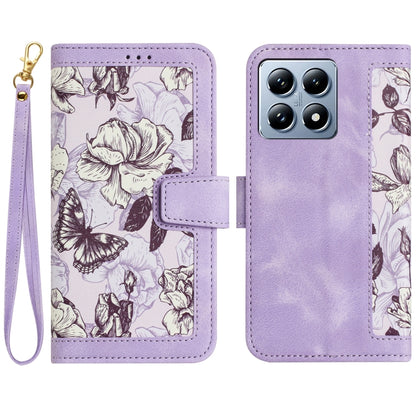 Floral Pattern Leather Phone Case with Lanyard, For Xiaomi 17T 5G, For Xiaomi 17 Ultra, For Xiaomi 15 Pro, For Xiaomi 15, For Xiaomi 14T Pro, For Xiaomi 14T, For Xiaomi 13T