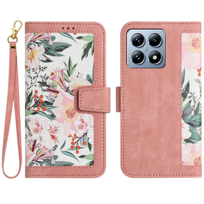 Floral Pattern Leather Phone Case with Lanyard, For Xiaomi 17T 5G, For Xiaomi 17 Ultra, For Xiaomi 15 Pro, For Xiaomi 15, For Xiaomi 14T Pro, For Xiaomi 14T, For Xiaomi 13T