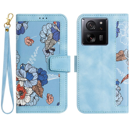 Floral Pattern Leather Phone Case with Lanyard, For Xiaomi 17T 5G, For Xiaomi 17 Ultra, For Xiaomi 15 Pro, For Xiaomi 15, For Xiaomi 14T Pro, For Xiaomi 14T, For Xiaomi 13T