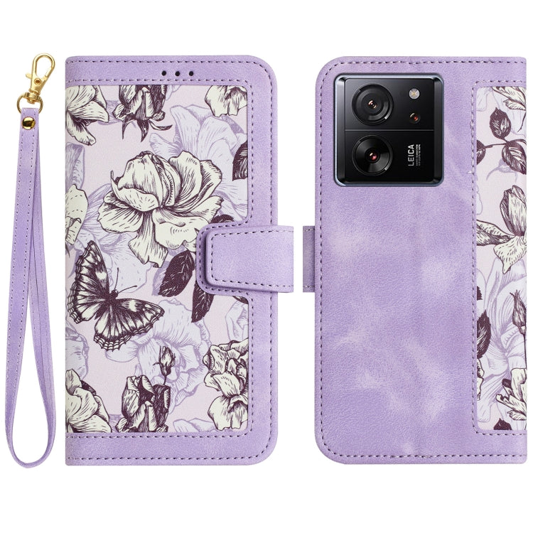 Floral Pattern Leather Phone Case with Lanyard, For Xiaomi 17T 5G, For Xiaomi 17 Ultra, For Xiaomi 15 Pro, For Xiaomi 15, For Xiaomi 14T Pro, For Xiaomi 14T, For Xiaomi 13T
