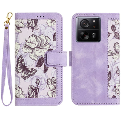 Floral Pattern Leather Phone Case with Lanyard, For Xiaomi 17T 5G, For Xiaomi 17 Ultra, For Xiaomi 15 Pro, For Xiaomi 15, For Xiaomi 14T Pro, For Xiaomi 14T, For Xiaomi 13T