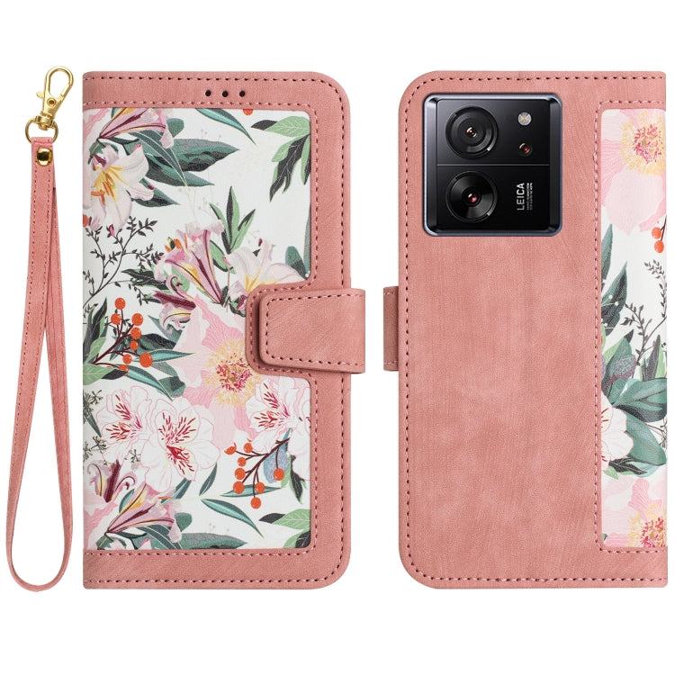 Floral Pattern Leather Phone Case with Lanyard, For Xiaomi 17T 5G, For Xiaomi 17 Ultra, For Xiaomi 15 Pro, For Xiaomi 15, For Xiaomi 14T Pro, For Xiaomi 14T, For Xiaomi 13T
