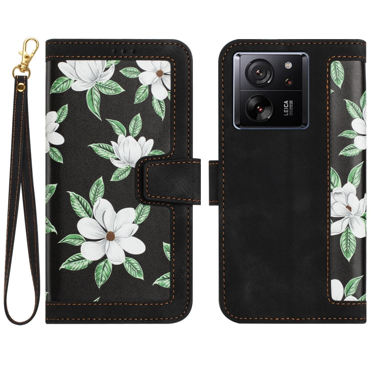 Floral Pattern Leather Phone Case with Lanyard, For Xiaomi 17T 5G, For Xiaomi 17 Ultra, For Xiaomi 15 Pro, For Xiaomi 15, For Xiaomi 14T Pro, For Xiaomi 14T, For Xiaomi 13T